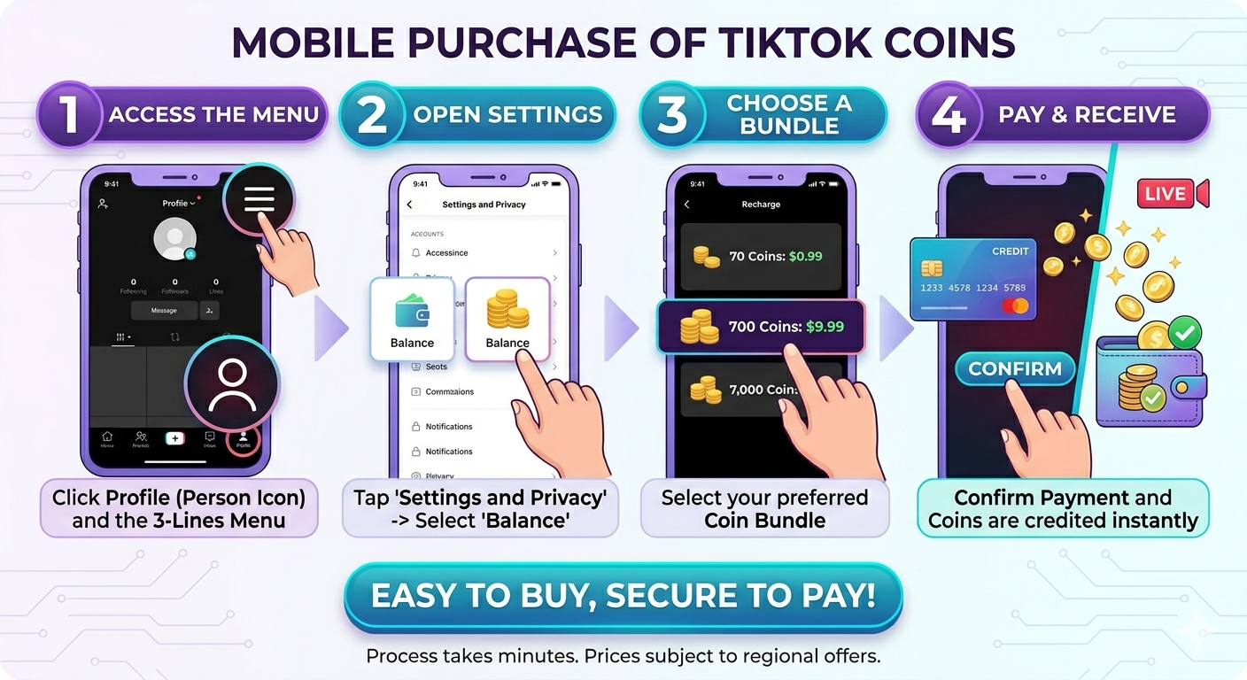 Mobile Purchase of TikTok Coins